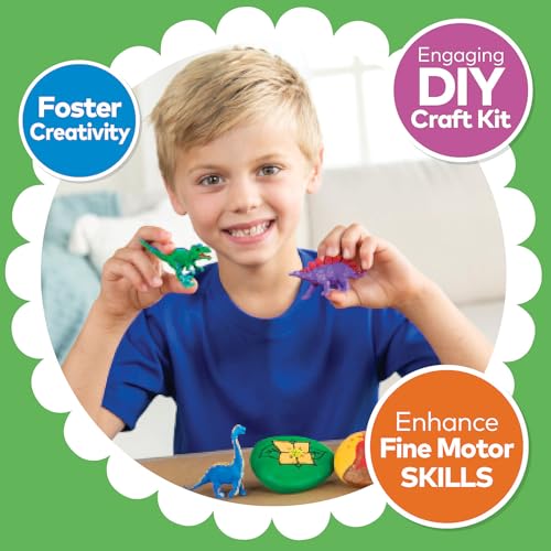 Fun Express DIY Glow in The Dark Dinosaur Sculpture and Rock Painting Kit for Kids, All in One Kids Craft Kit, Birthday and Everday Gifts, Great for Creative Acitivity for Home and School Fun Express