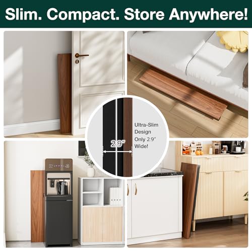 Frylr Small Folding Computer Desk β Portable 35.8 Inch Foldable Laptop Table, Collapsible and Compact for Easy Storage and Fast Setup, Lightweight for Small Spaces, Craft and Study Use, Dark Walnut Frylr