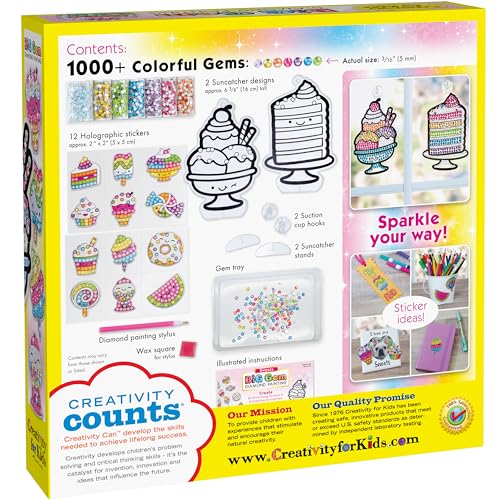 Creativity for Kids Big Gem Diamond Painting Kit: Sweets Stickers and Suncatchers - Diamond Art for Kids, DIY Stickers and Suncatcher Kit for Girls (Ages 6+) Creativity for Kids