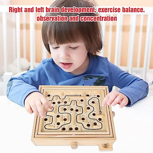 GOTHINK Wooden Labyrinth Game, Mable Ball Tilt Maze Board Game,Table Balance Game and Toy for Kids and Adults GOTHINK