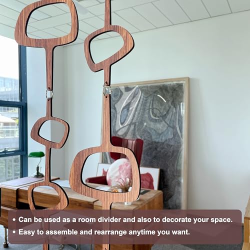 MidModArt 12PCS PVC Hanging Room Divider Panels Mid Century Modern Wall Art, Walnut Wood Texture Decorative Room Dividers for Bedroom Dining Study 10.4"x60.6" MidModArt