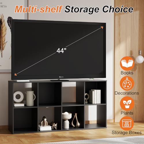 Sweetcrispy 8 Cube Storage Organizer - Open Cube Bookshelf with 4 Removable Back Panels, Display Storage Bookcase for Living Room, Bedroom, Entrance Hall, Home Office,47.7" L×11.6" W×24" H, Black Sweetcrispy