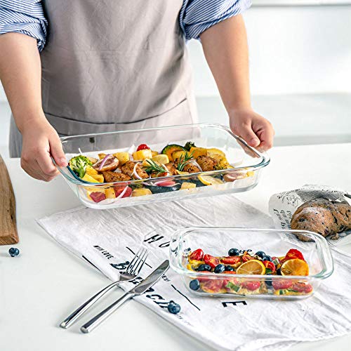 8-Piece Deep Glass Baking Dish Set with Plastic lids,Rectangular Glass Bakeware Set with Lids, Baking Pans for Lasagna, Leftovers, Cooking, Kitchen, Freezer-to-Oven and Dishwasher, Gray M MCIRCO