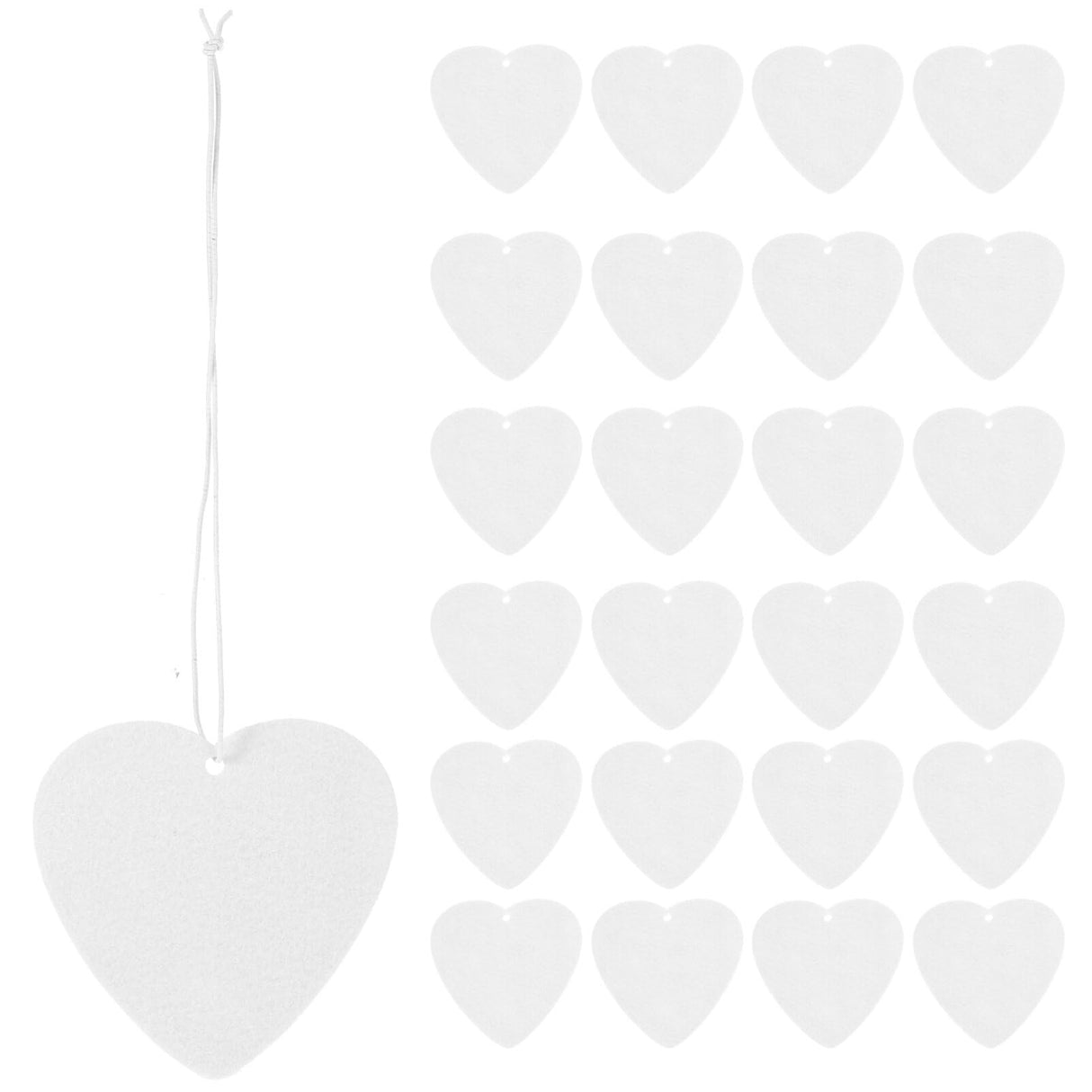 NUOBESTY Sublimation Air Freshener Blanks - 1 Set Car Scented Hanging Sheets Heart Shaped DIY Sublimation Air Freshener with 5 Elastic Strap for Home Car Decoration NUOBESTY