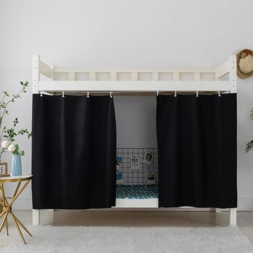 AUCOOMA Thickened Blackout Bunk Bed Curtains Dorm Room Privacy Canopy Bottom Loft,Black,2 Pieces AUCOOMA