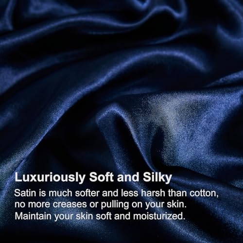 Bedding_Dreamer Silk Like Blue Comforter Set with Sheet Sets Queen 8 Pieces Satin Bedding Silky Bed-in-a-Bag Luxury Hotel Silky with 1 Cushion Cover Bedding_Dreamer