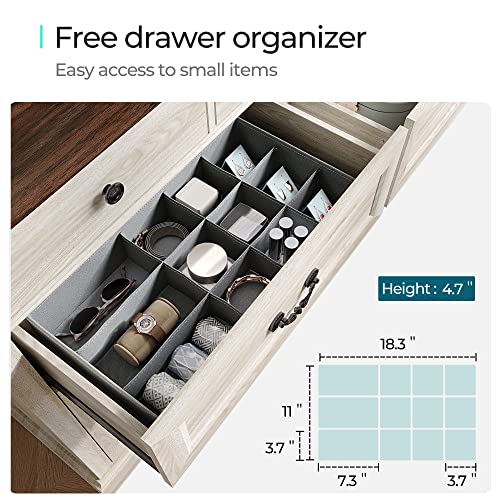 LINSY HOME Drawers Dresser for Bedroom, Wood Bedroom Dresser Farmhouse Drawer Chest, Tall Dresser for Closet, Dressers Organizer for Living Room, Closet, Hallway LINSY HOME