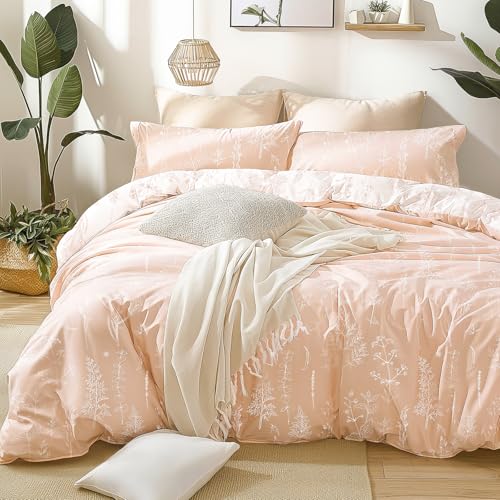 Love's cabin Pink Twin Comforter Set - Twin XL Size Comforter Set Dorm Bedding, 2 Pieces Cute Floral Bedding, Reversible Flowers Comforter, 1 Comforter & 1 Pillow Sham Love's cabin
