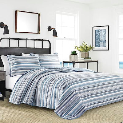 Nautica - Twin Quilt Set, Soft & Breathable Cotton Bedding with Medium Weight Feel, Reversible 2 Piece Bed Set with Matching Pillowcase (Jettison Grey)