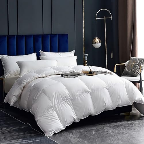 Cobnom® Luxury Organic Feather Down Comforter King Size, High Fill-Power Down & Feather Fibers Filled Duvet Insert with 100% Cotton Cover, Medium Warm for All-Season, Ivory White, 106x90 Inch Cobnom