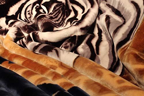 White Tiger Blanket Korean Mink Ultra Silky Soft Reversible Bed comforter bedspread bedding Cobias Heavy thick weight Perfect for Winter all season throw (King, 71 Tiger Blue) SOLARON