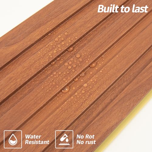 Art3d WPC Slat Wall Panels, 16-Pack 48 x 6 Inch 3D Wall Accents for Interior Wall Decor, Living Room, Bedroom, Teak Art3d