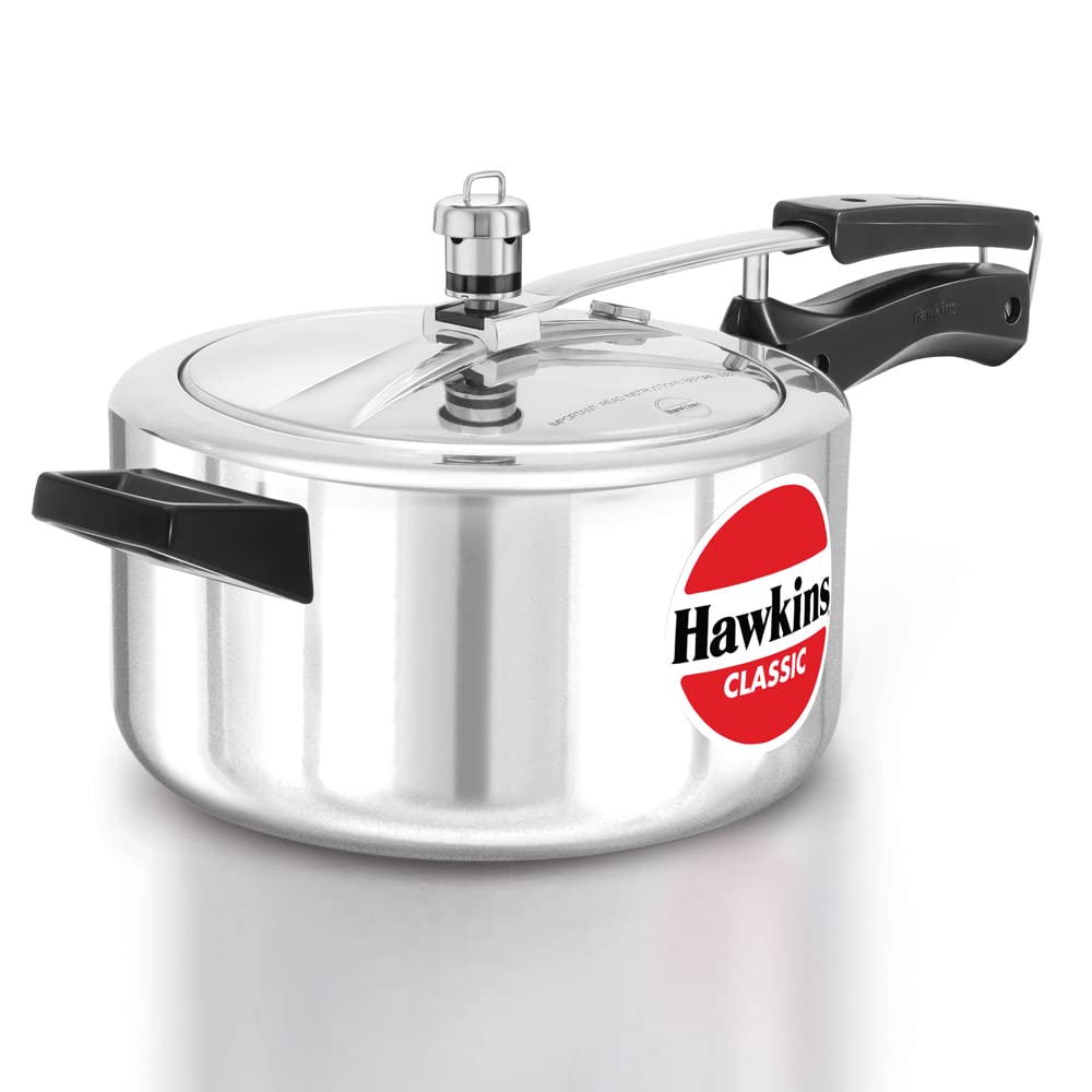 Hawkins 4 Litre Classic Pressure Cooker, Best Inner Lid Cooker, Silver (CL40) HAWKINS