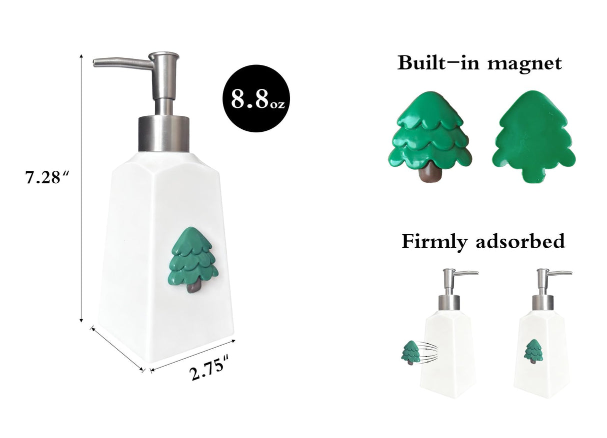 Nestriculus Seasonal Soap Dispenser with 11 Interchangeable Magnets - Seasonal Decor - Farmhouse Bathroom Kitchen Decor (Resin,Built in Magnet) - 8.82oz (Silver) Nestriculus