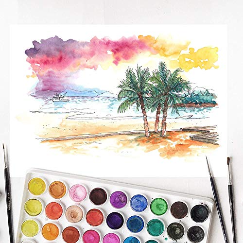 100 Sheets of Practice Watercolor Paper (9" x 12") - 190 GSM, Acid-Free and Cold Pressed.. Perfect for Painting, Sketching or Drawing. Wet, Dry and Mixed Media. Bulk Pack Ashby