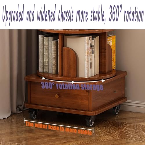 TruRim 360° Rotating Five-Tier Bookshelf for Small Spaces - Stylish Wooden Storage Tower TruRim