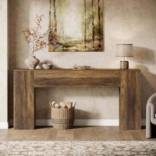 Tribesigns 71-Inch Long Console Table for Entryway, Farmhouse Sofa Console Behind Couch, Entry Table for Hallway, Foyer, Living Room, Brown Tribesigns