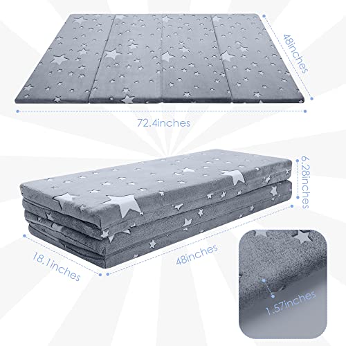 MeMoreCool Kids Floor Mattress, Play Mat Muscle Mat Large 6x4 FT, Thicken Foam Futon Mattress for Playroom, Foldable Sleeping Crawling Pad for Children’s Play Area MeMoreCool