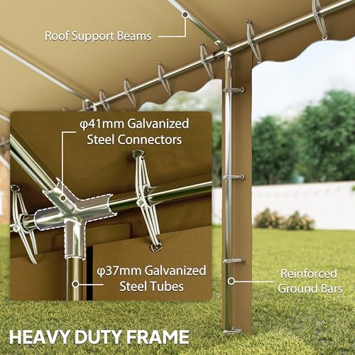 Outsunny 20' x 40' Heavy Duty Party Tent, Galvanized Outdoor Canopy Tent Large Event Shelter with Removable Sidewalls, 12 Windows and 2 Doors, Tents for Parties, Wedding, Events, BBQ Grill, Brown Outsunny