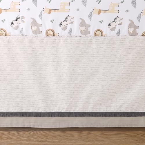 The Peanutshell 4 Piece Organic Cotton Baby Crib Bedding Set for Boys & Girls - Newborn, Infant & Toddler Nursery Bed Set Decor with Two Crib Sheets, Dust Ruffle Comforter - Safari Serenity The Peanutshell
