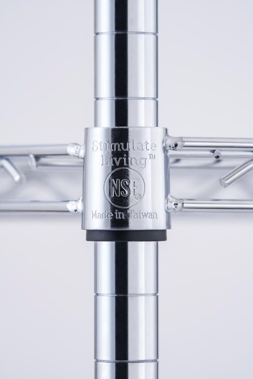 60" x 24" x 72" Chrome Silver 4-Tier Wire Shelving NSF 2400 LBS Max Capacity Heavy Duty Steel Storage Rack for Commercial, Residential, Warehouse, Stimulate Living