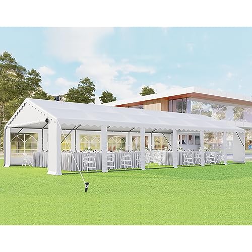 MFSTUDIO 20'x40' Party Tent, Outdoor Heavy Duty Party Tents with Removable Sidewalls, Large Canopy Tent Shelter for Outdoor Events Wedding Birthday, White MFSTUDIO