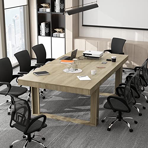 ECACAD 7FT Conference Table for 6-8 People, Large Rectangular Meeting Table, Modern Seminar Table for Office Meeting Conference Room, Brown (86.6”L x 47.2”W x 29.4”H) ECACAD