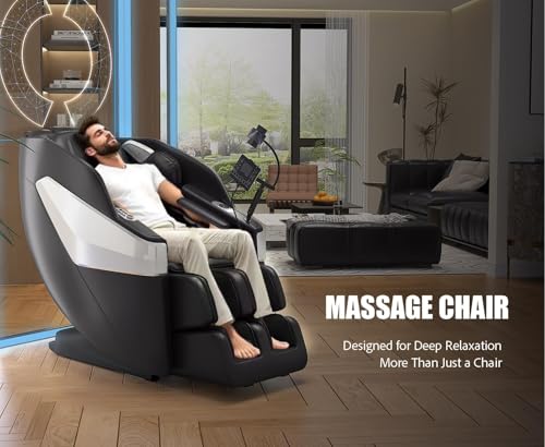 Redcamp Massage Chair Full Body: Zero Gravity with SL Track, 3D Robot Hands, Heat, Airbag Massage, Foot Roller, Bluetooth, Body Scan, LED Remote, Wireless Phone Charging,Black Redcamp