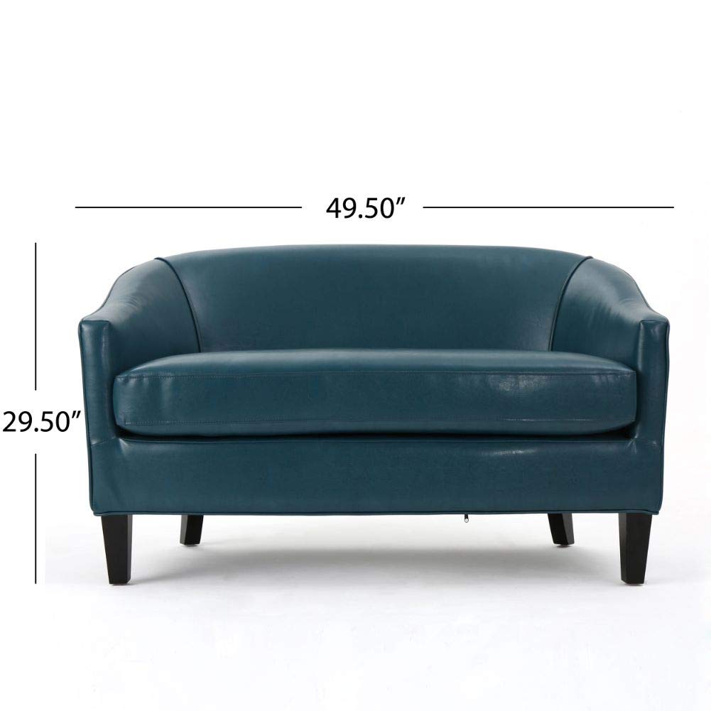 Christopher Knight Home Justine Leather Loveseat, Teal Christopher Knight Home