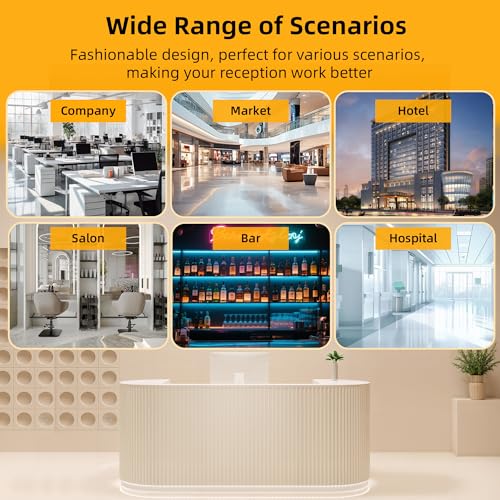odrma Reception Desk, Macaron Color Retail Counter, Reception Desk with Counter wiht Hidden LED Lighting for Salon Reception Room Office Boutique Checkout Counter Dental Hospital odrma