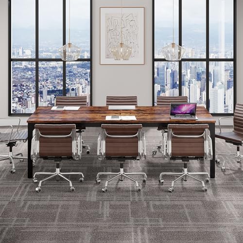 Tribesigns 6.5 FT Conference Room Table, 78.74" W x 27.56" D Large Office Conference Table, Modern Seminar Meeting Table for Boardroom. (Only Table) (Rustic Brown) Tribesigns