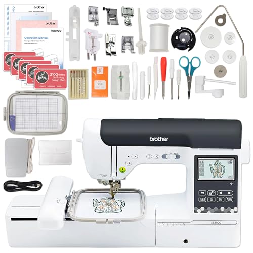 Brother SE2000 5" x 7" Combo Embroidery & Sewing Machine with 5pc Hoop Set & 230+ Accessories