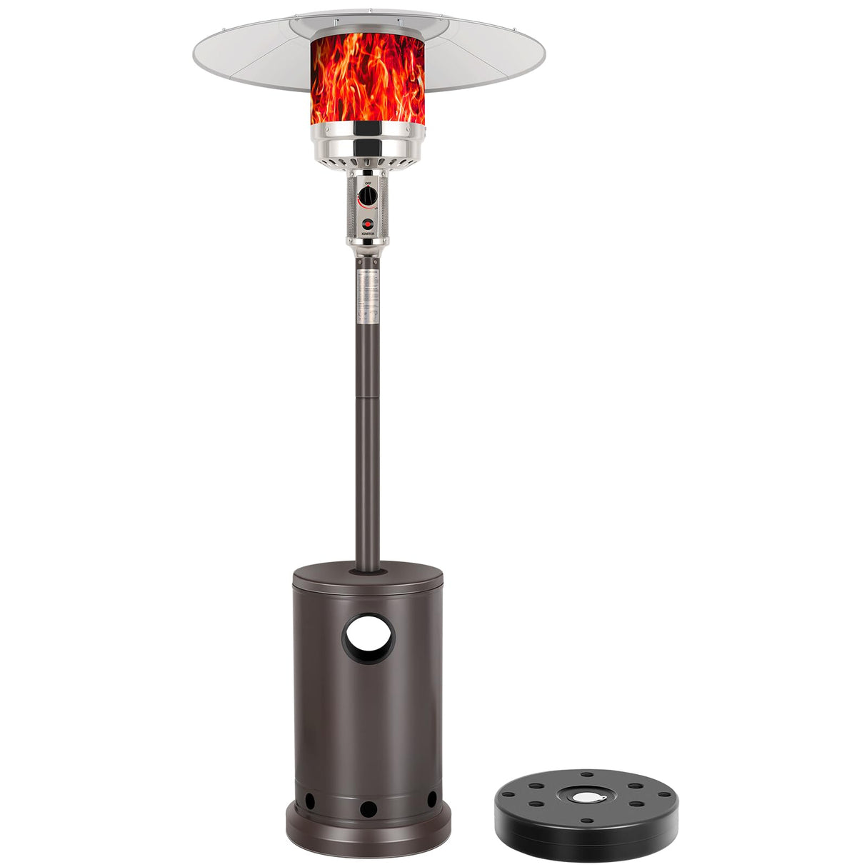 Hykolity 50,000 BTU Patio Heater with Sand Box, Table Design, Double-Layer Stainless Steel Burner, Wheels, Tip-over Protection System, Outdoor Heater for Home and Residential, Brown hykolity