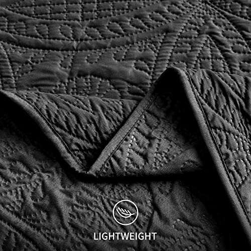 Love's cabin Twin Quilt Set Black Bedspreads - Soft Bed Fall Lightweight Bedspread Comforter - Modern Style Coin Pattern Coverlet for All Season - 2 Pieces (1 Quilt, 1 Pillow Sham) Love's cabin