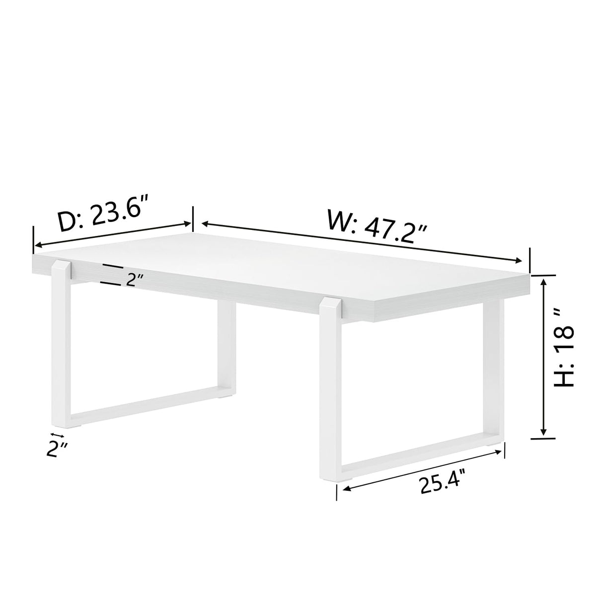 FOLUBAN White Coffee Table, Modern Rustic Wood and Metal Center Table, Rectangle Cocktail Tea Table for Living Room, 47 Inch FOLUBAN