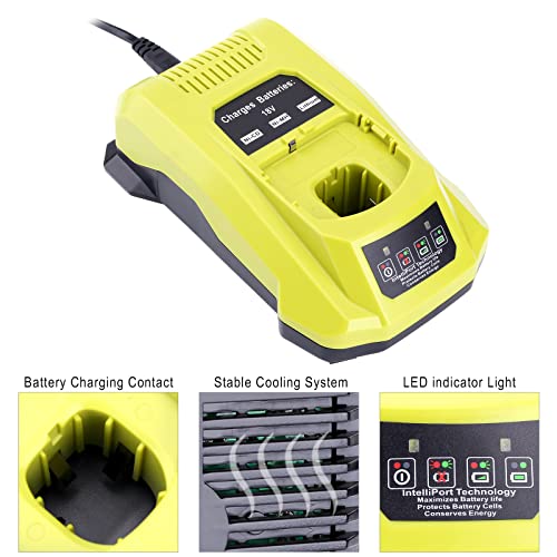 Elefly P117 Compatible with Ryobi 18V Battery Charger, Compatible with Ryobi 12V-18V ONE+ Lithium NiCad NiMh Battery P102 P103 P107 P108 P109 P189 P190 PBP002 PBP005 ELEFLY