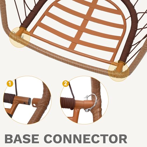 DWVO Egg Chair with Stand, Hanging Outdoor Rattan Wicker Patio Hammock Indoor Egg Chair with Cushion, Hanging Swing Chair 300lbs for Porch, Garden, Bedroom, Balcony, Beige DWVO