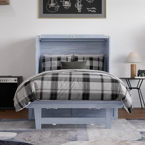 AFI, Northfield Murphy Bed Chest Twin XL with 6" Mattress, Storage Drawer & Built-in USB Charger, Driftwood AFI