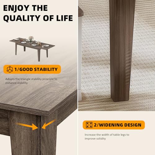 SoarFlash 5 Piece Extendable Dining Table Set for 4-8 Person, Wooden Dining Room Table with 4 Chairs for Gatherings, Meeting for Small Kitchens, Dining Office Areas(Grey/Grey) SoarFlash