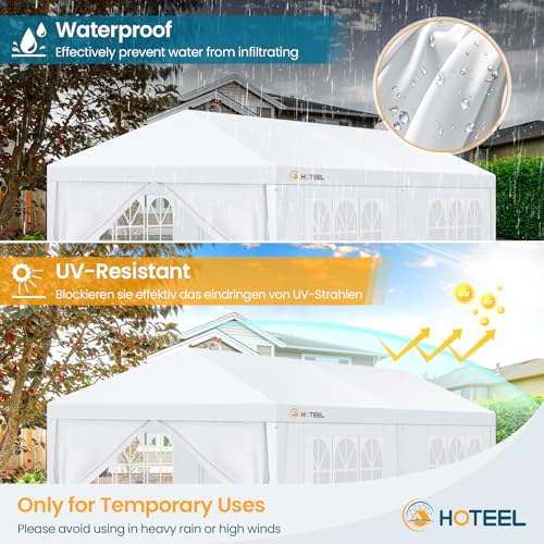 HOTEEL Canopy 10'x20' Party Tent with 4 Removable Sidewalls, All Season & Waterproof, White Hoteel