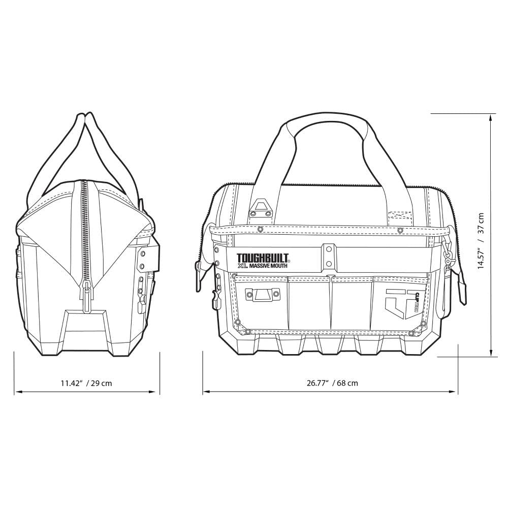 ToughBuilt - 20" Massive Mouth w/Waterproof Base - Durable and Rugged, Lockable, 22”x 14”x 11” - (TB-CT-62-20) ToughBuilt