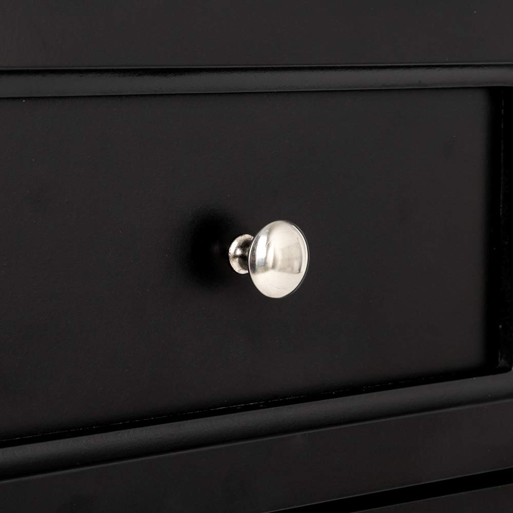 Karl home Black Nightstand Set of 2 for Bedroom, Vintage Small Night Stand with Drawers, Farmhouse Side Table, Wooden End Tables with Curved Legs for Office, Mid-Century Karl home