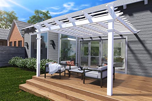 New England Arbors Freemont 12' x 12' Attached Vinyl Pergola Vita