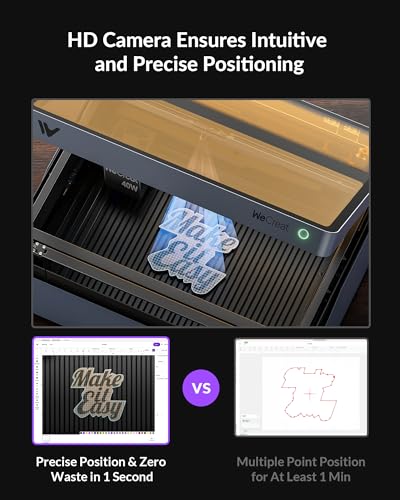 WECREAT Vision 40W Laser Engraver, Diode Desktop Laser Cutter and Engraver Machine with Rotary for Tumblers Glass Mugs Cups Roller, Class 1 Enclosed Laser Cutting for Acrylic Wood Leather Metal WECREAT