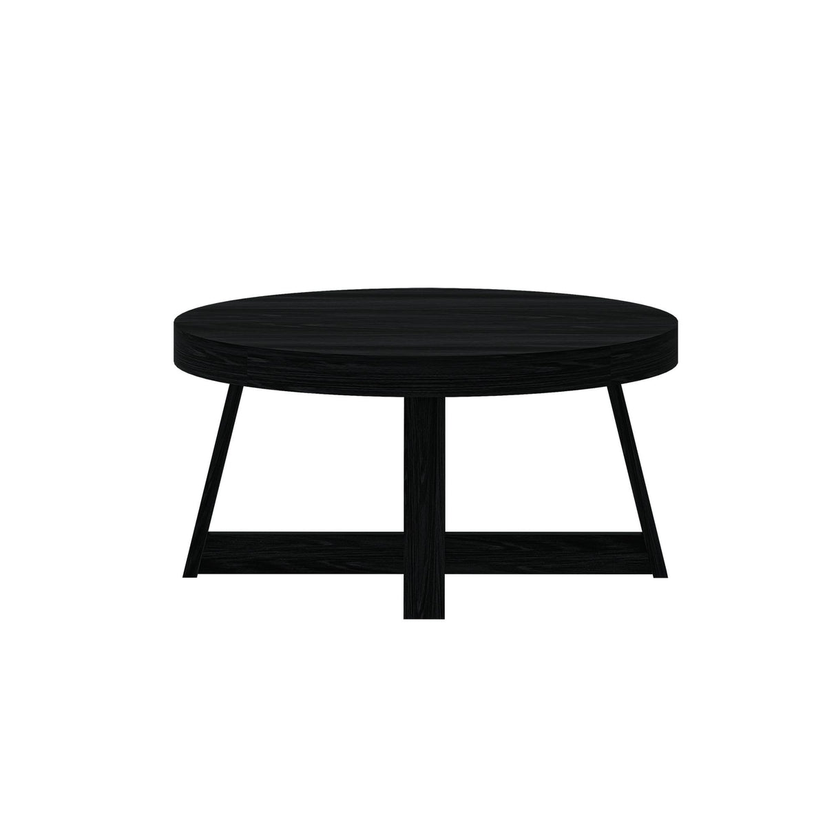 Plank+Beam Classic Round Coffee Table, 36 Inch Farmhouse Coffee Table, Rustic Mini Center Tables for Small Spaces, Small Living Space Tea Table, Black Wirebrush Plank+Beam