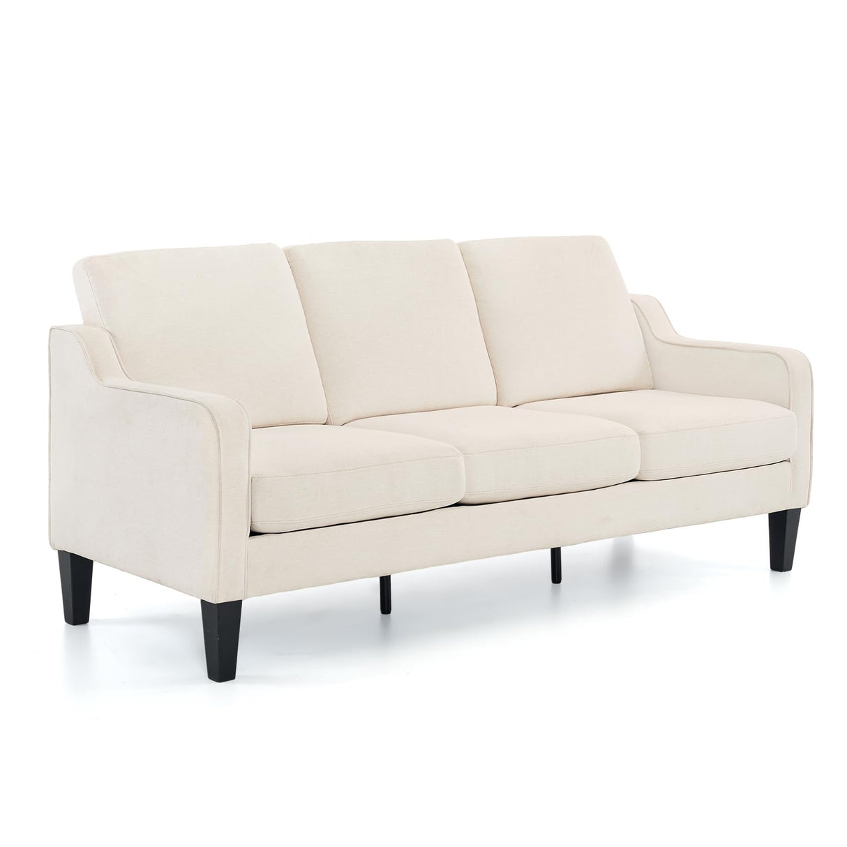 VINGLI Small Couch Sofa 71" Comfy Couches for Living Room Beige 3 Seat Sofa Couch Mid Century Modern Sofa Furniture Couches with Scooped Arms for Small Spaces, Bedroom, Apartment, Studio VINGLI