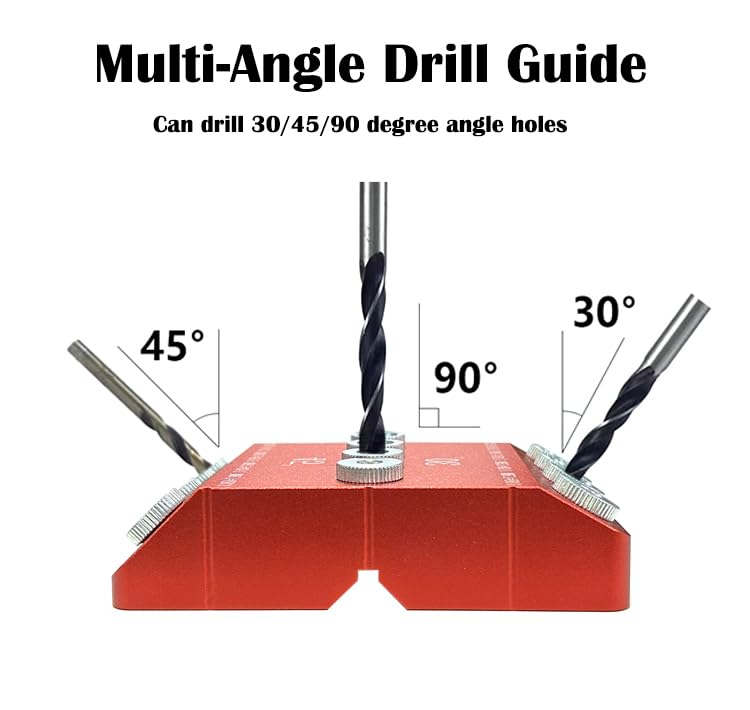 YuanTenhwy 4 Sizes 30 45 90 Degree Angle Drill Guide Jig for Angled Hole and Straight Hole,Drill Block,Dowel Drill Guide,Stair Wire Handrail, Deck Cable Railing Lag Screw Drilling Template Block YuanTenhwy