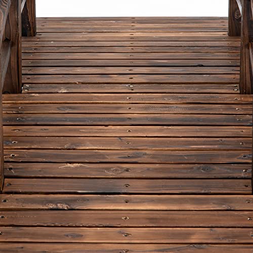 Outsunny Fir Wood Garden Bridge Arc Walkway with Side Railings for Backyards, Gardens, and Streams, Stained Wood, 60" x 26.5" x 19" Outsunny