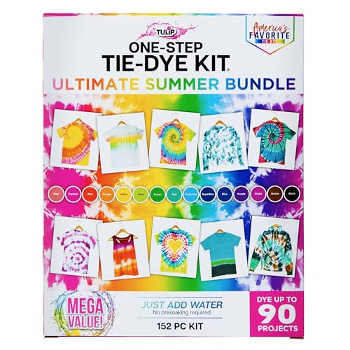Tulip One-Step Tie-Dye Kit Ultimate Summer Bundle, Giant Classroom Pack, Tie Dye for Large Groups and Parties, Durable Results - Includes 30 Bottles, Comes with Easy Techniques for Beginners Tulip