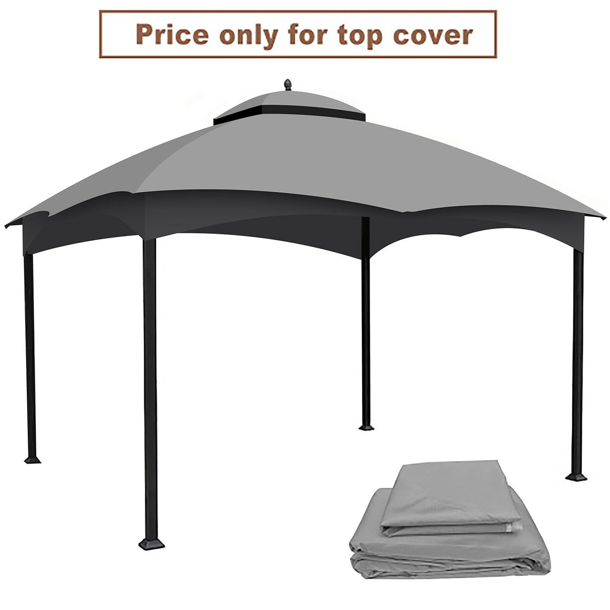 SRECELL Replacement Canopy Top for Lowe's Allen Roth High Performance Ripstop Heavy Duty Gazebo Roof Gazebo Top with Air Vent 10X12 Gazebo Cover,Gray SRECELL